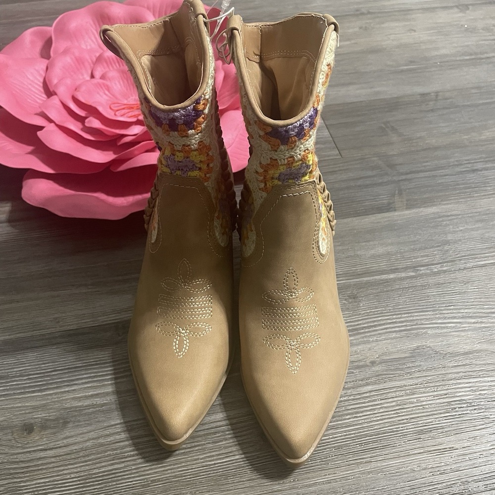 DV DOLCE VITA Kathryn Western Cowboy Boots Sz 6 Granny Square Crochet Boho *RARE - Picture 5 of 16